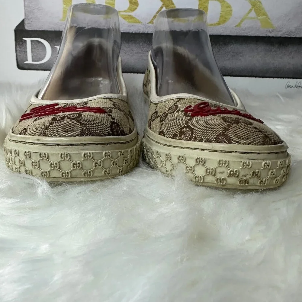 ❌SOLD❌ Authentic Gucci Signature GG Canvas Ballet Slip Flats - Sz 9 - Picture 10 of 15